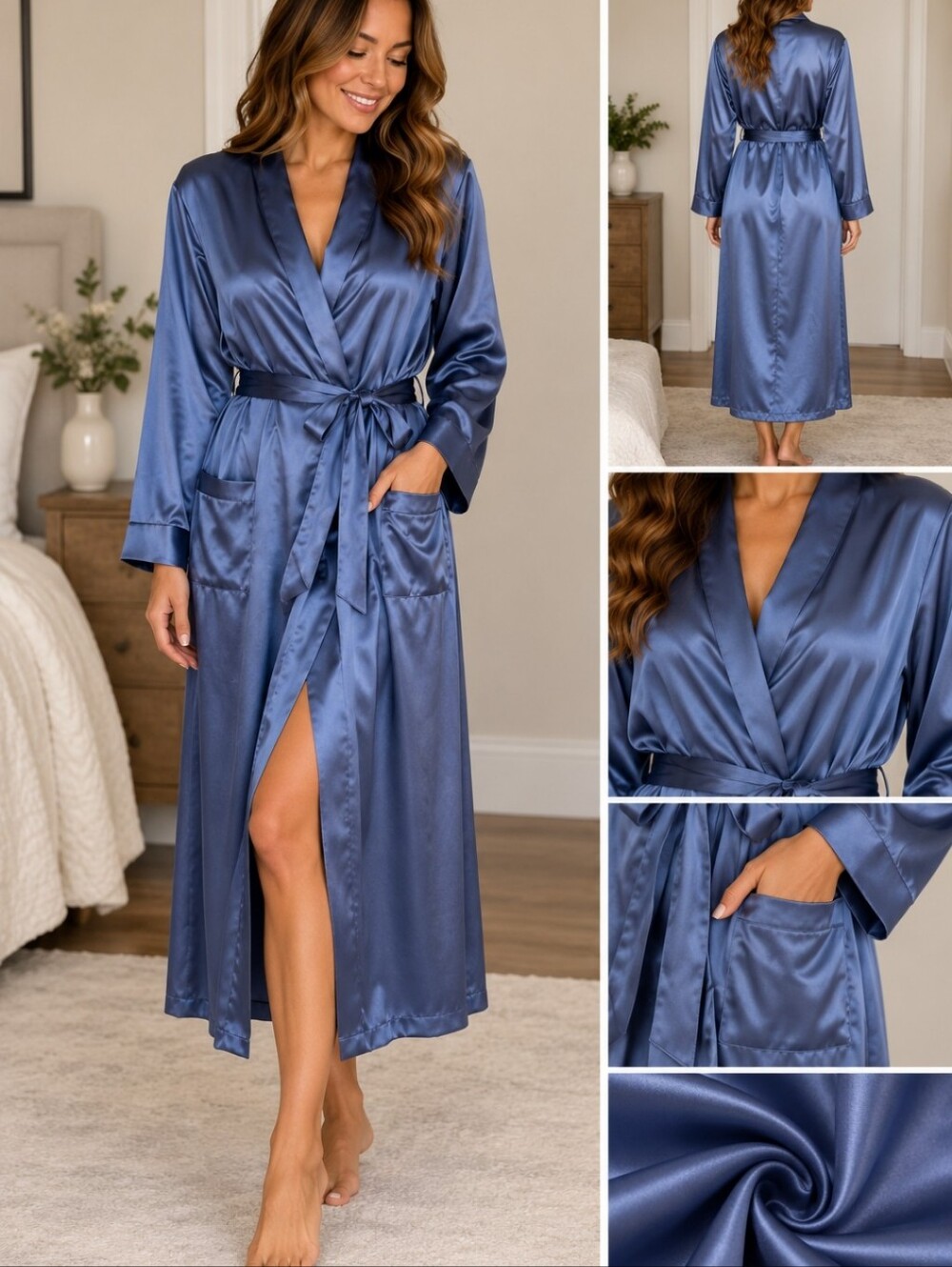 SKIMS (NWT) Sleep Satin Robe – Slate – Size Medium